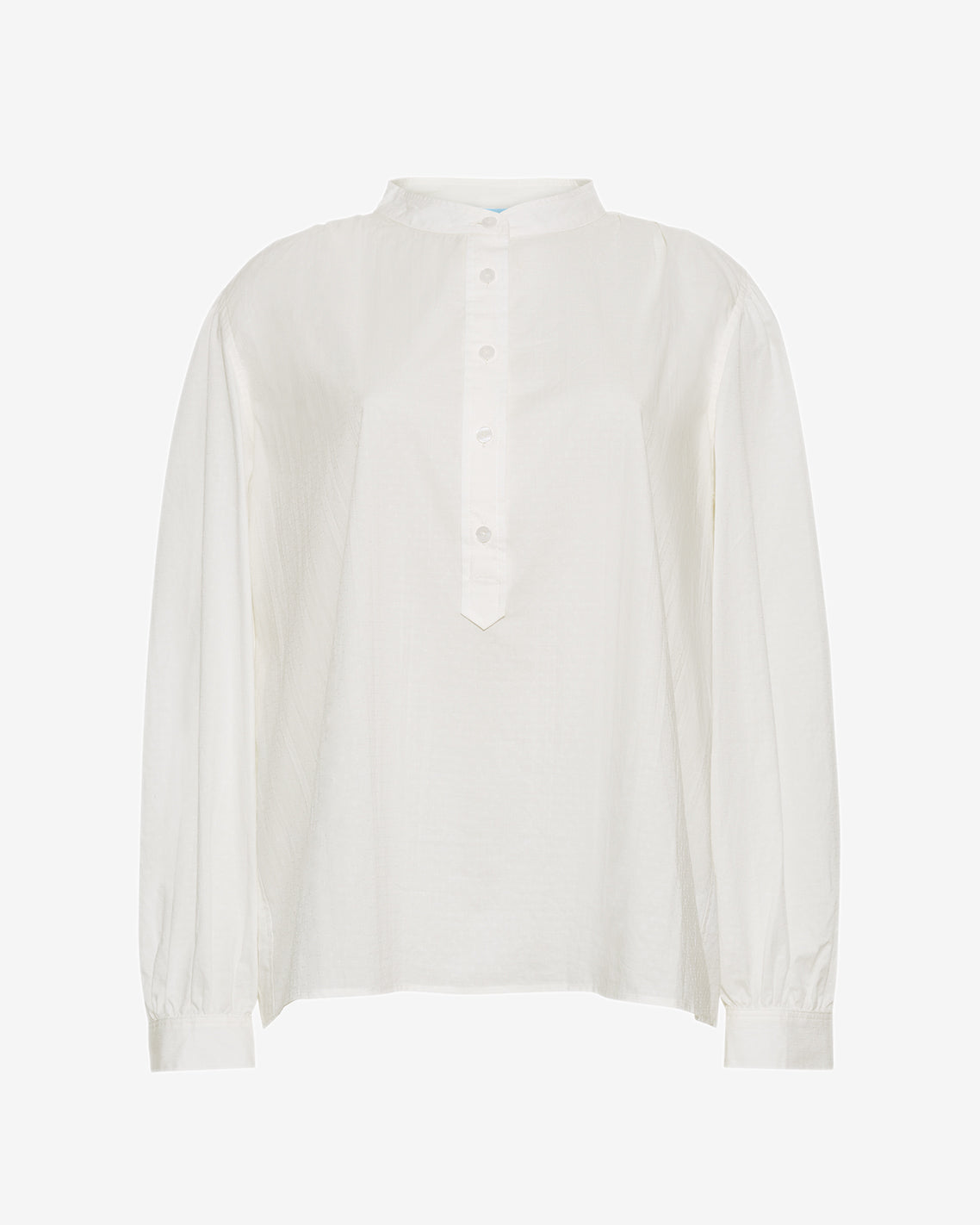 Pleated Button Down in Cotton Dobby in White
